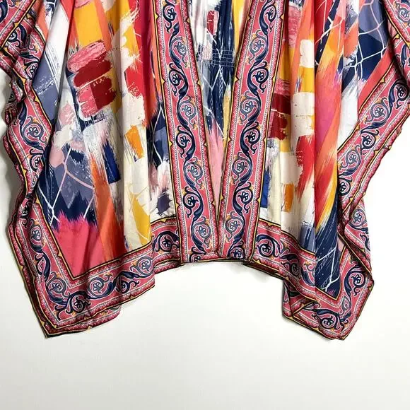 Tolani Collection Raelyn Open Front Kimono Cardigan Abstract Red Womens 2X - Picture 5 of 11